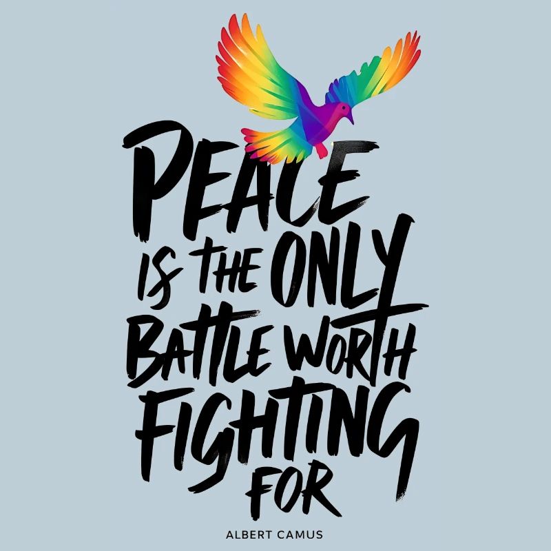 Fiery Rainbow Dove with Peace Text