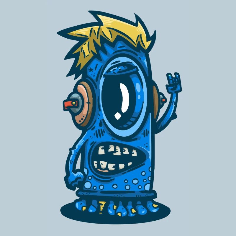 Blue Monster mit Kopfhörern