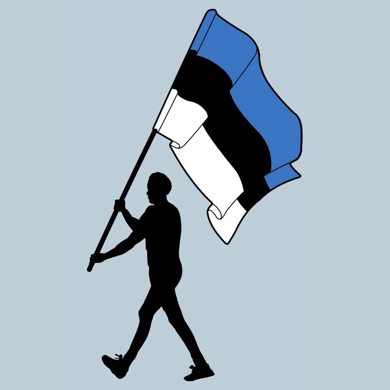 Flag Estonia man walking