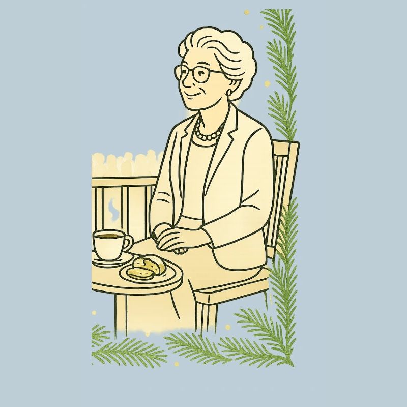 Großmutter Cafézeit am Tisch