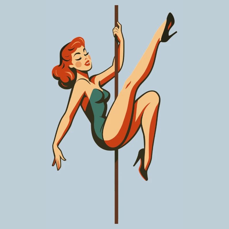 Pole dance Pole Dancer Redhead Retro Années 50