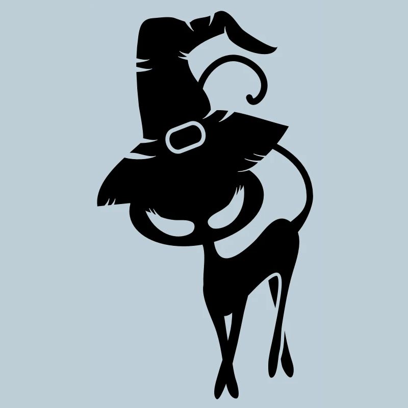 Un chat noir avec chapeau de sorcière