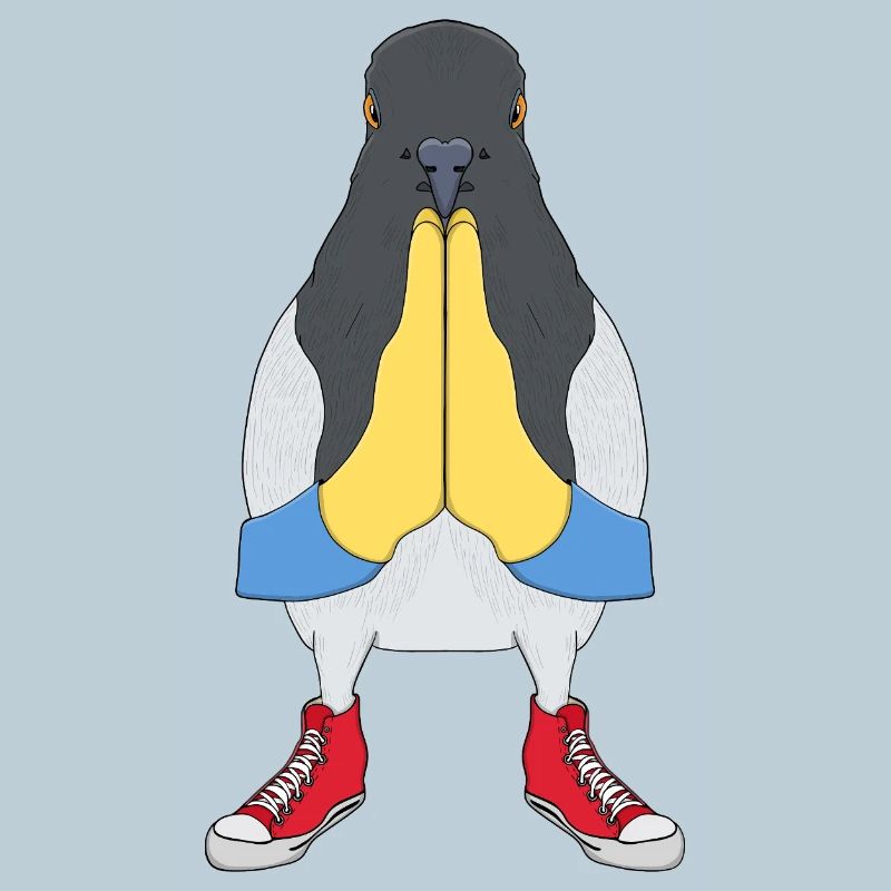 Praying Pigeon with Shoes