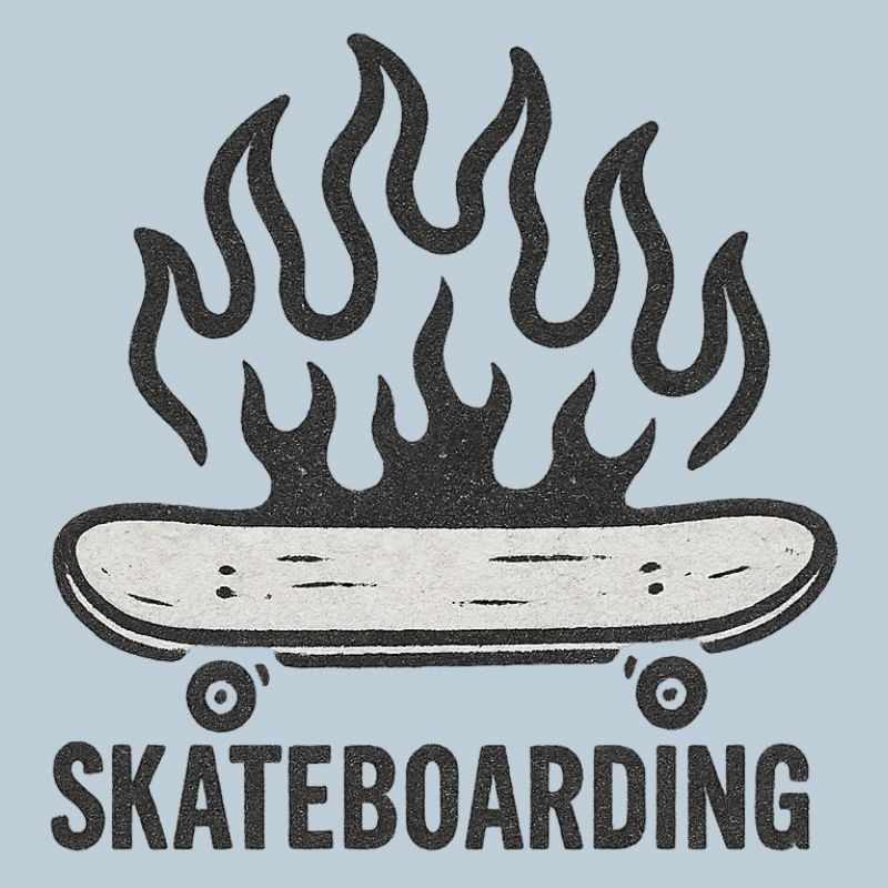 Flames Skateboarding Illustration