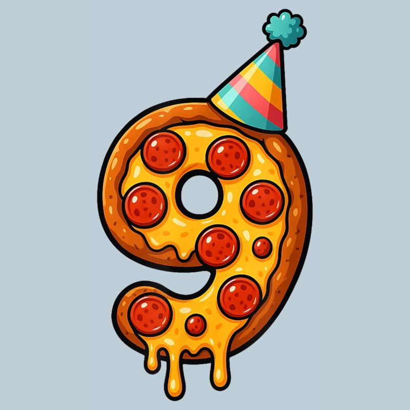 Célébration de la part de pizza numéro neuf