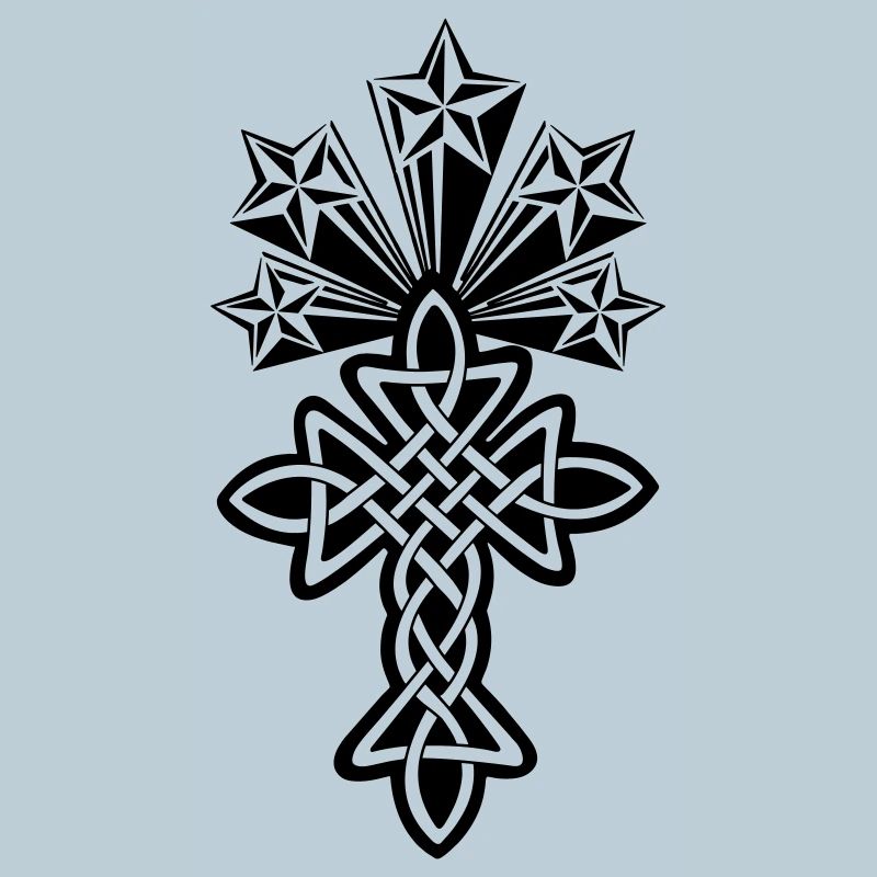 Croix celtique cinq étoiles