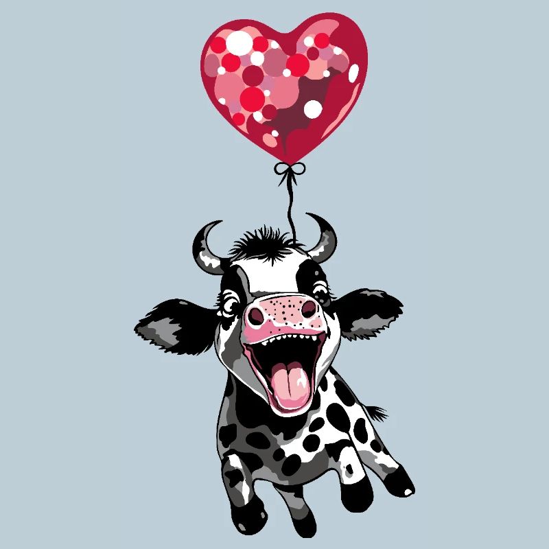 Springendes Kälbchen mit Herzballon - Kuh Kalb