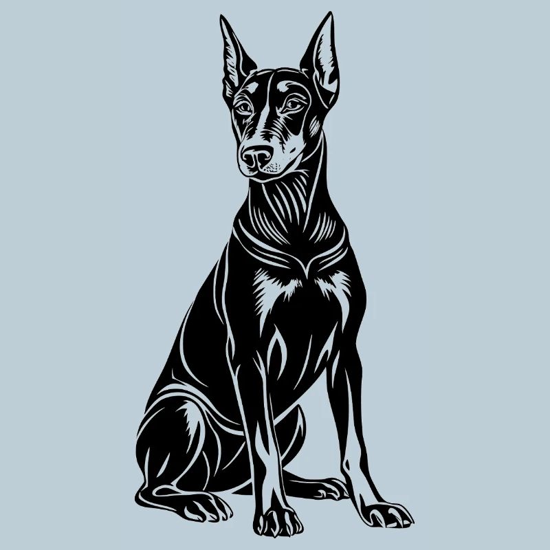 Dobermann sitzt