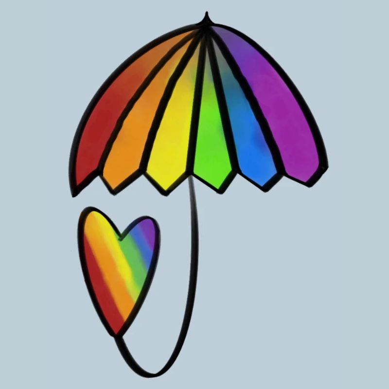 Regenbogen Herz mit Schirm