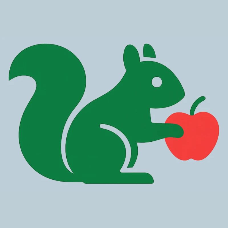 Grünes Eichhörnchen mit Apfel