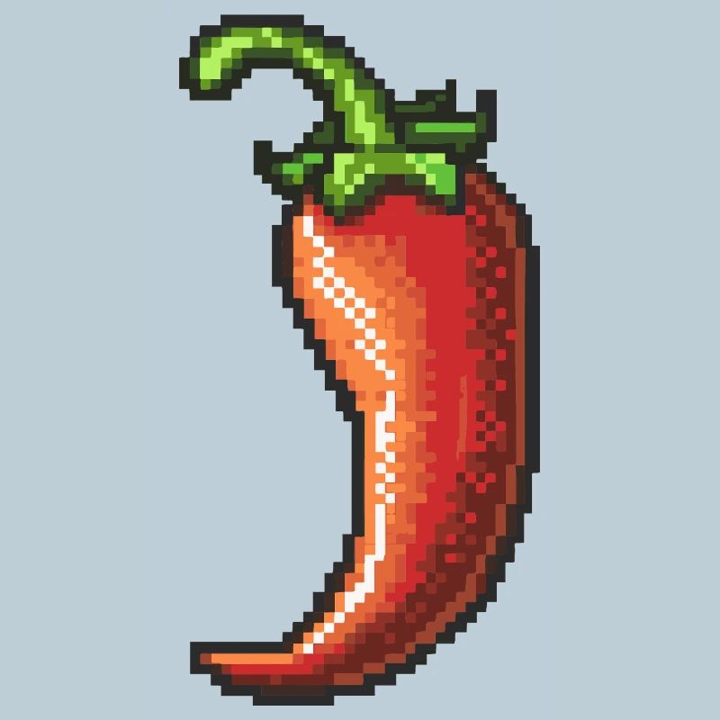 Pixel Chili Pepper Retro Gloss