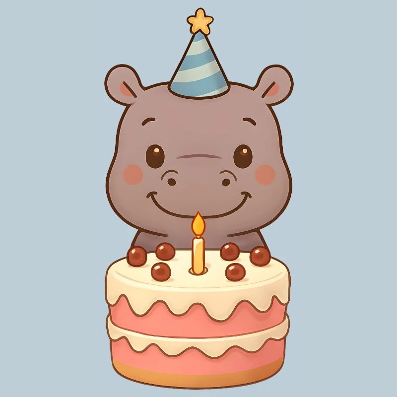 Kleiner Hippo mit Geburtstagstorte