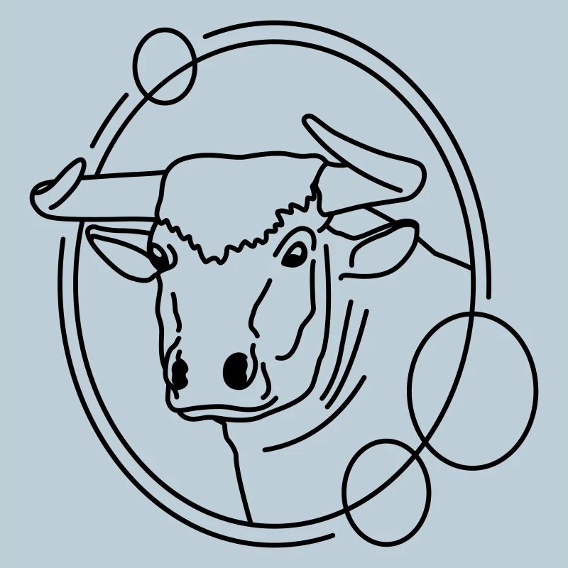 Bull in Geometric Shape - Line Art Design