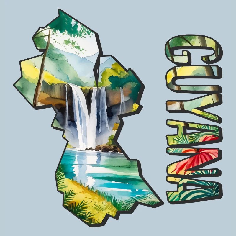 Carte à l’aquarelle de la Guyane