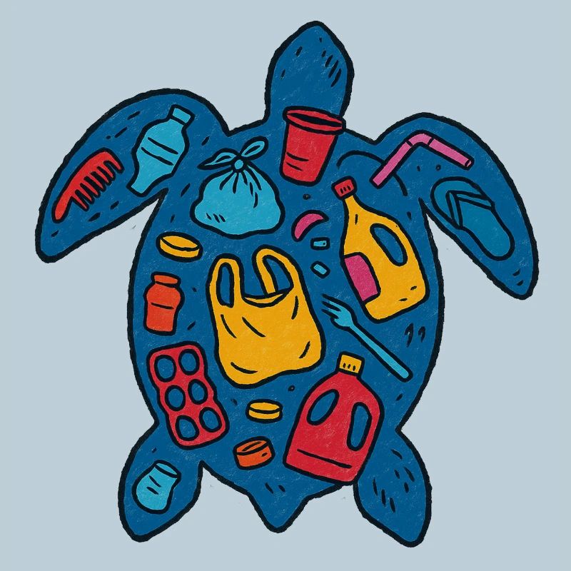 Eco-Friendly Turtle with Waste Art