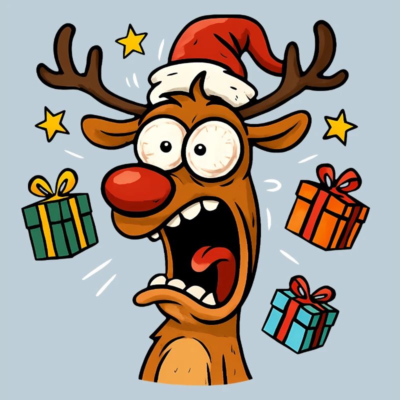 Funny Reindeer Christmas Crazy Scared