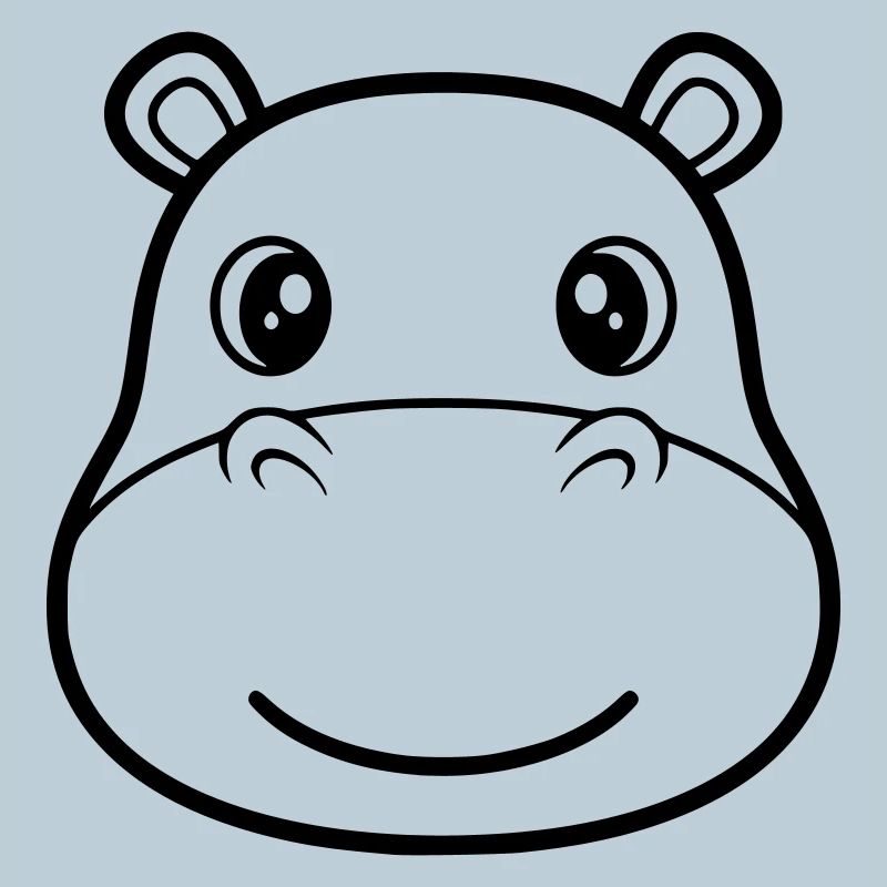 Hippopotamus Face Head Mask Outline
