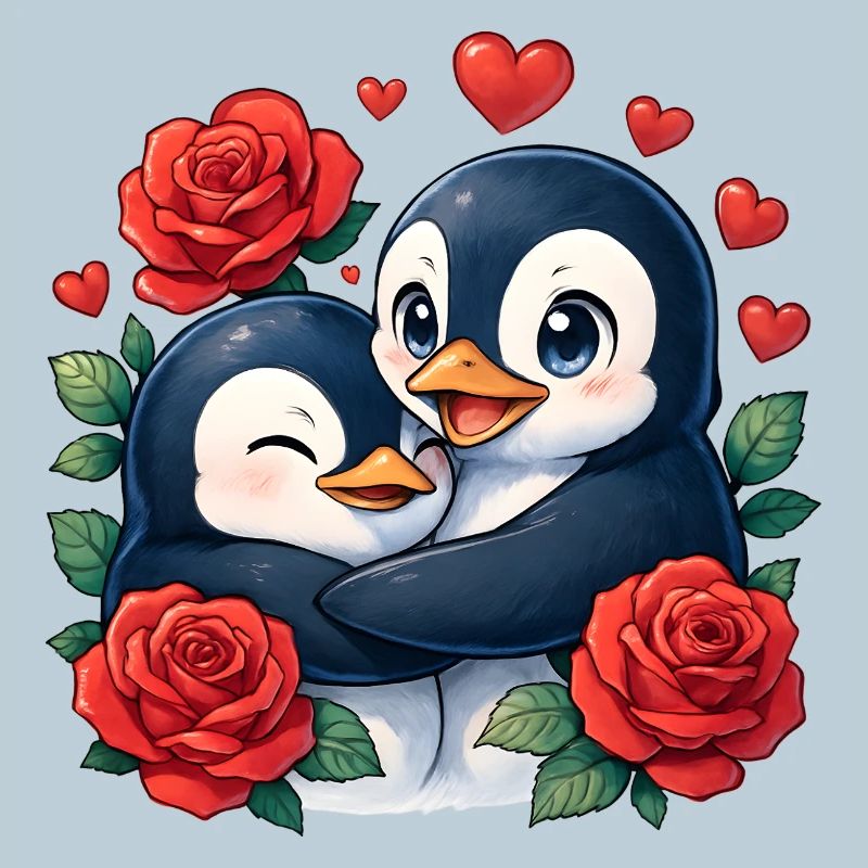 Zweisamkeit Pinguine Rosenherz