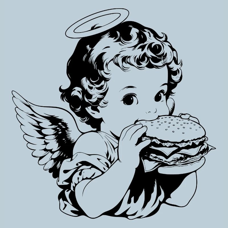 Burger Engel – Cherub isst Hamburger Vintage