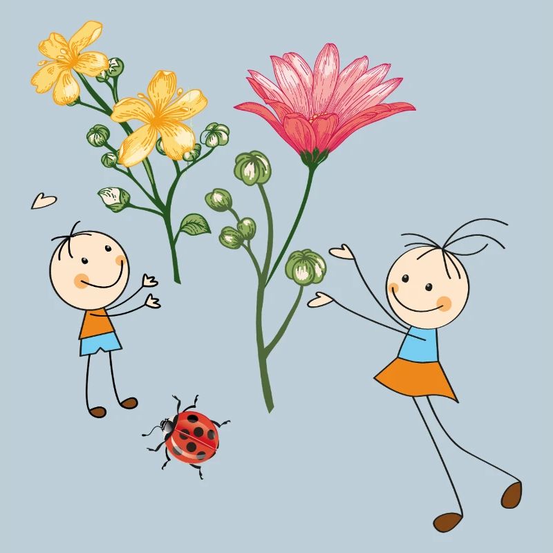 Kinderjubel mit bunten Blumen