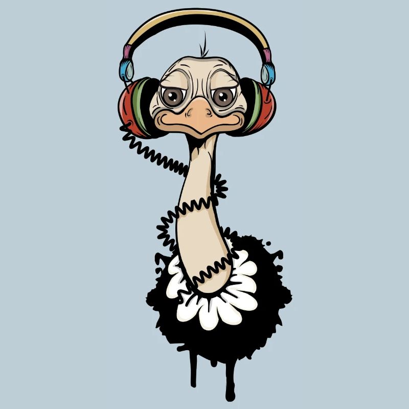 Une autruche avec un casque