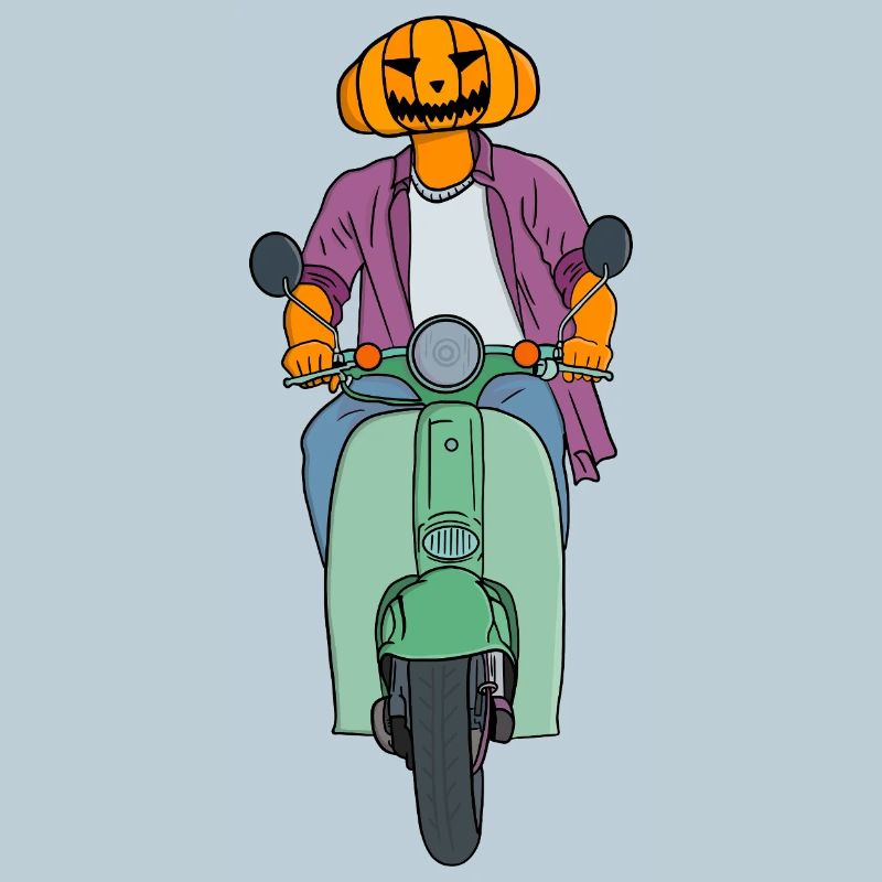 Kürbisfahrer auf Mint Scooter