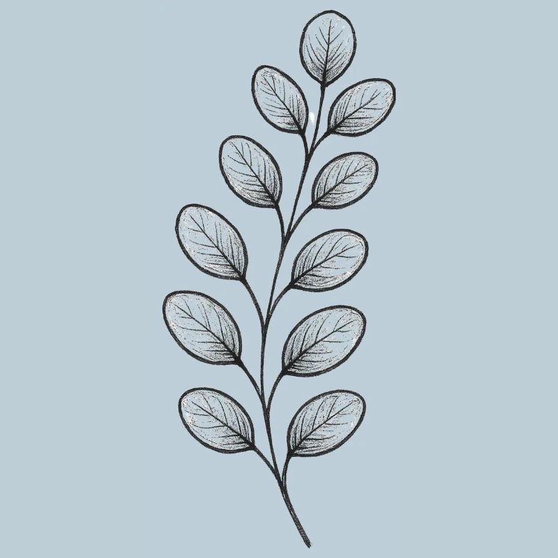 Graphitischer Blattzweig – Monochrom