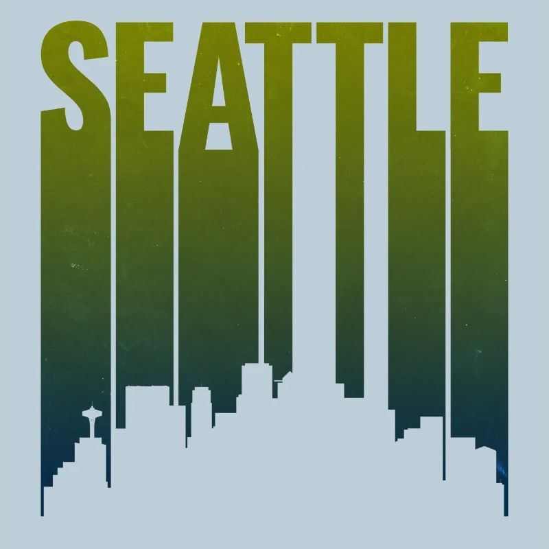 Dégradé vert de la silhouette de la ligne de Seattle