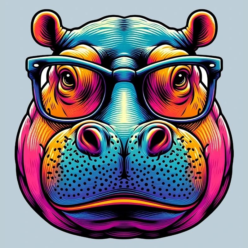 Nilpferd mit Brille