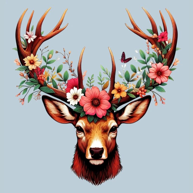 Cerf avec des fleurs