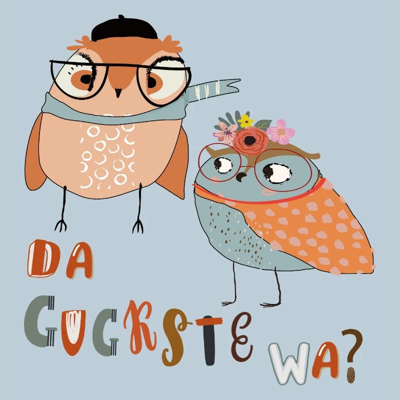 Verspielte Eulen mit Brille und Blumenkranz