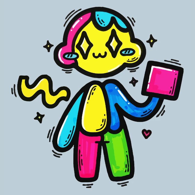 Bunter Doodle-Roboter mit Block