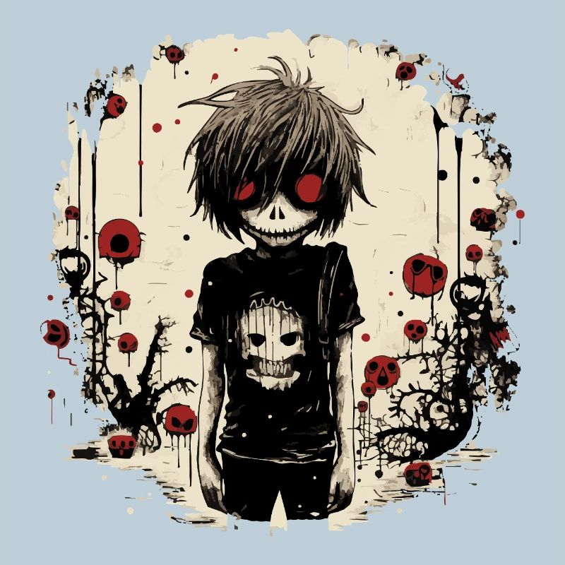 Red-Eyed Skull Kid – Emo Comic Design