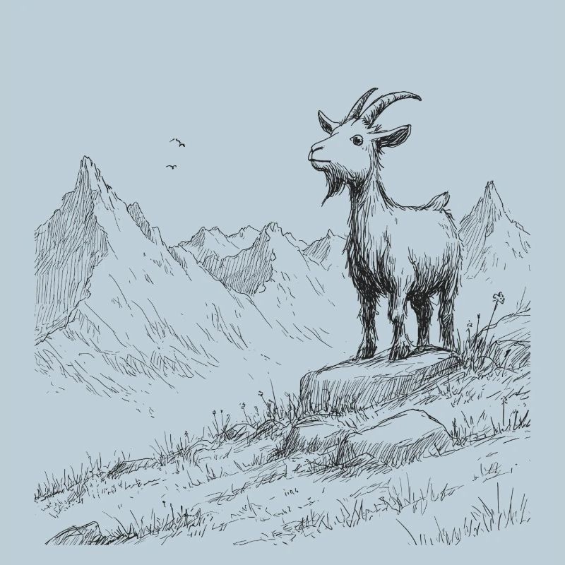 Sommets alpins avec chèvre