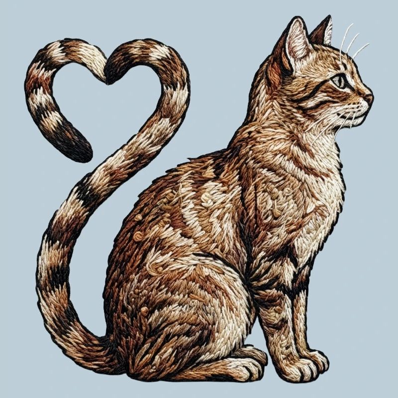 Amour des chats dans un look brodé (imprimé)