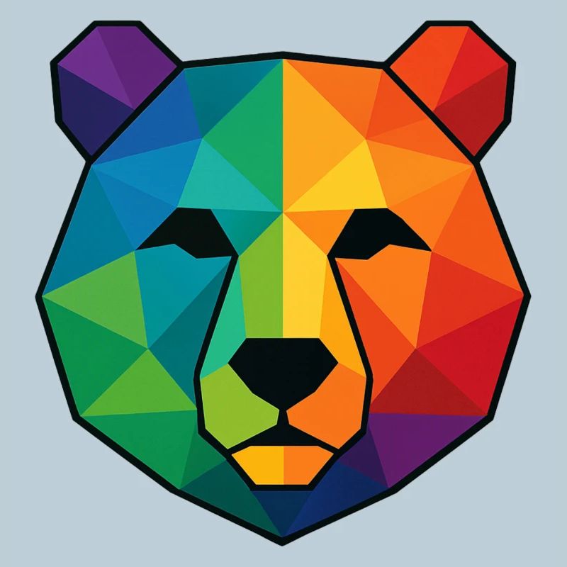 Ours low poly pop art coloré