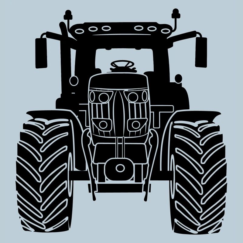Front view of farm tractor