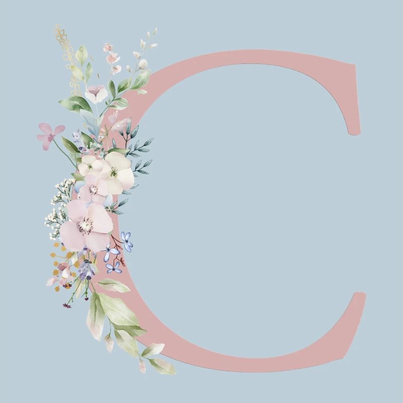 C Monogram, Floral, Customizable