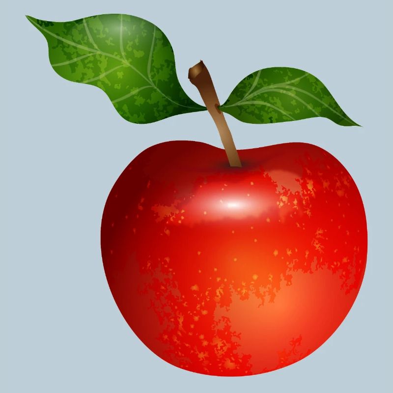 Leuchtend roter Apfel mit Blättern Illustration