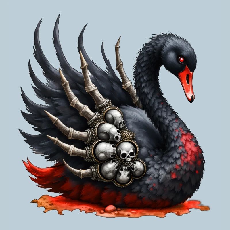 Black Swan with Skulls