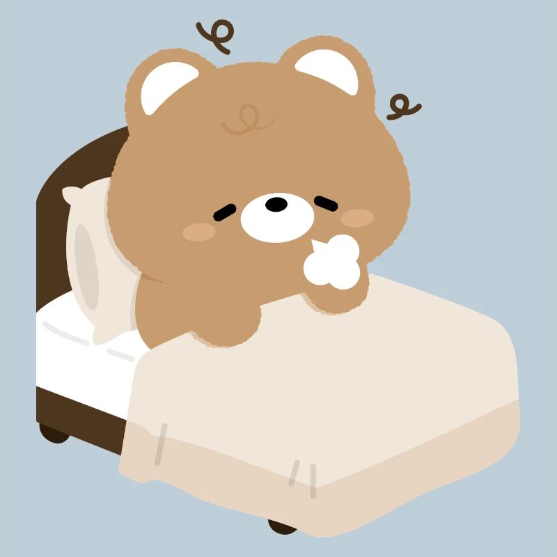 Sleepy Bear on Bed
