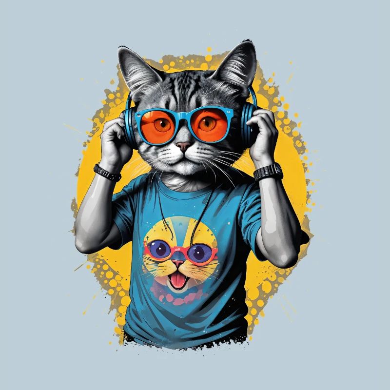 Neon Cat DJ Vibe Tee