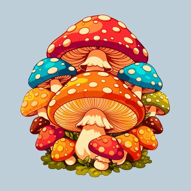 Colorful Toadstools Cartoon