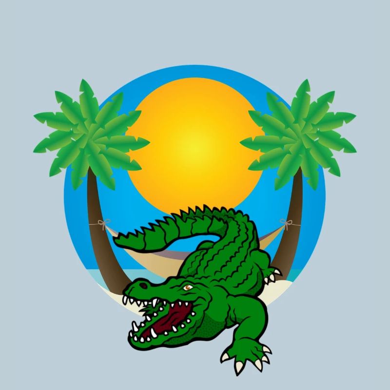 Palm trees with crocodile