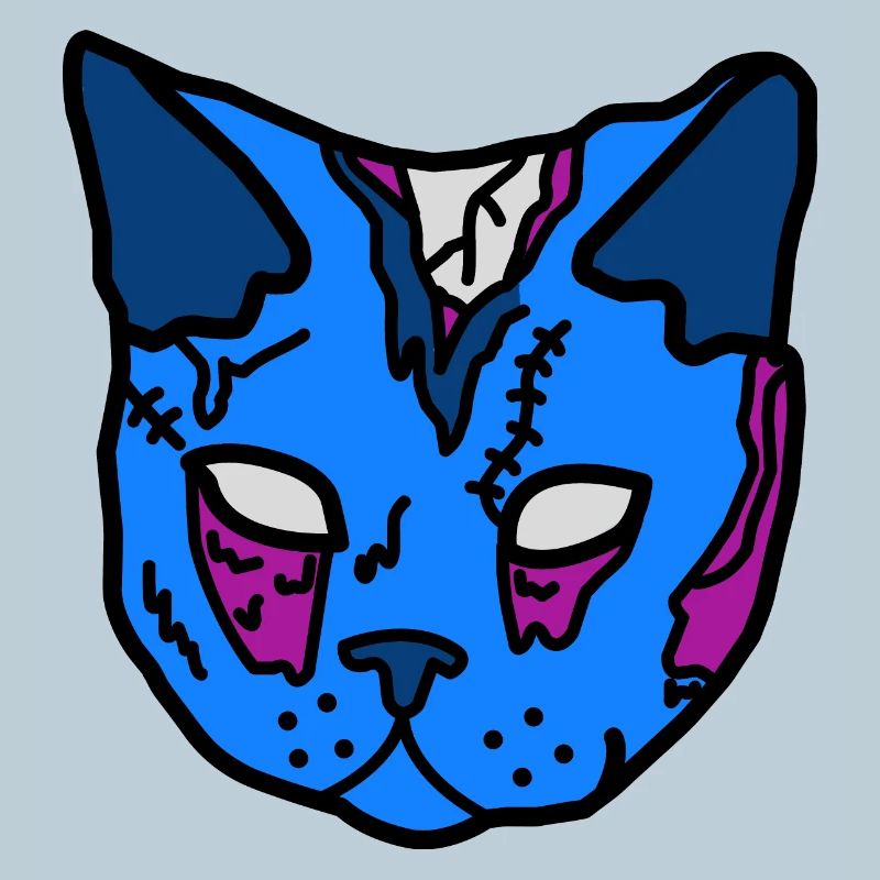 Masque de chat bleu patchwork