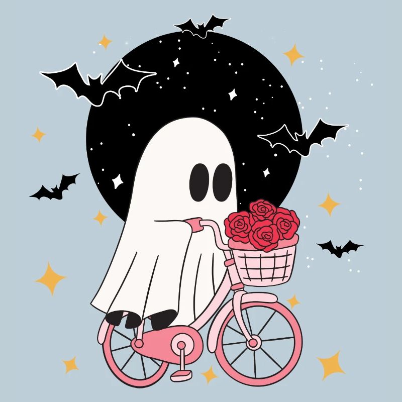 Cute Ghost Biking Halloween