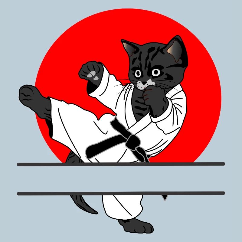Schwarze Katze Karate Sonne