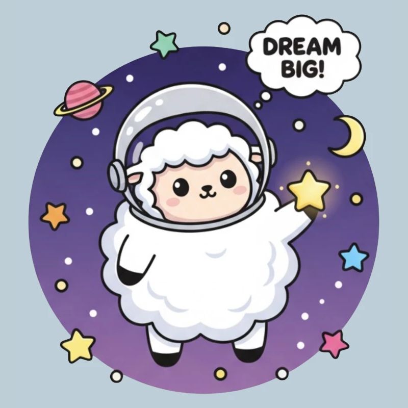 Mignon mouton astronaute avec culte de rêve