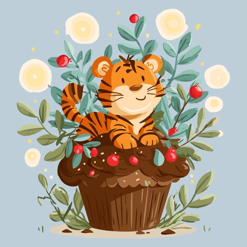 Kuscheltiger im Blumenkorb