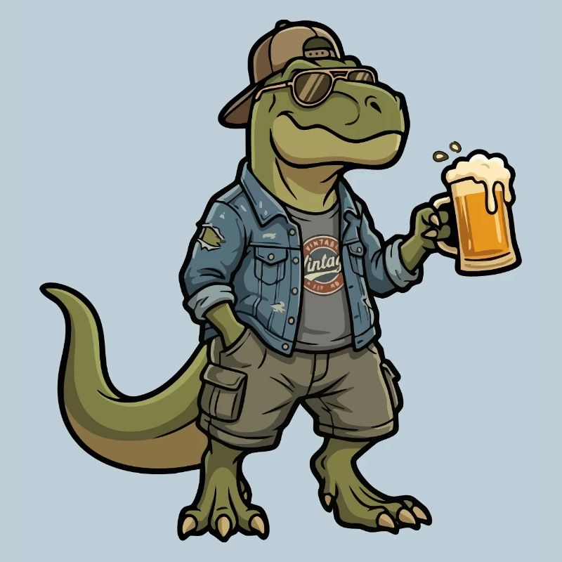 Dino Biertrinker im Denim
